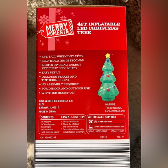 Merry Moments Christmas / Winter 4 Foot Inflatable LED Christmas Tree - Picture 2 of 4